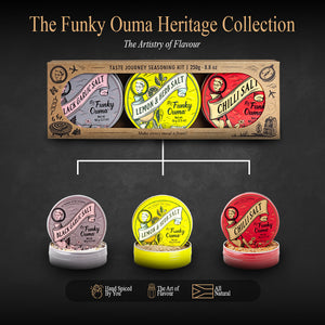 Funky Ouma Seasoning Salts Christmas Gift Set – 3 Travel Tins (Classic Flavours)
