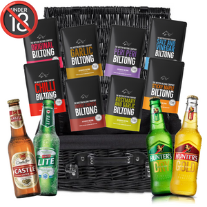 Premium Biltong And Beer Hamper - 8 Flavours + 2 SA Beers