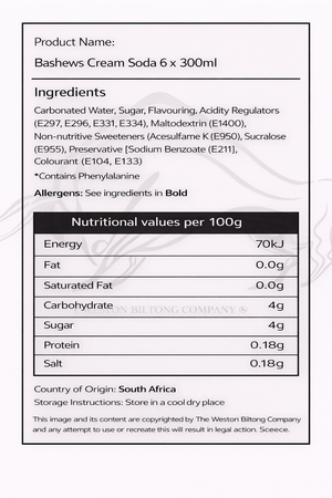 Bashew's Cream Soda - Premium South African Alternative to Sparletta Creme Soda 300ml