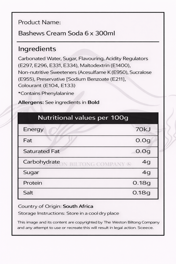 Bashew's Cream Soda - Premium South African Alternative to Sparletta Creme Soda 300ml