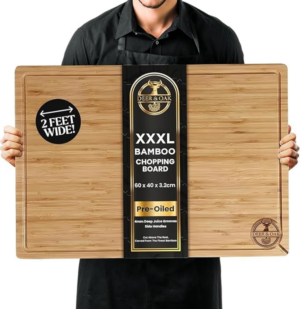 XXXL Premium Bamboo Chopping Board (60 x 40 x 3.2cm)