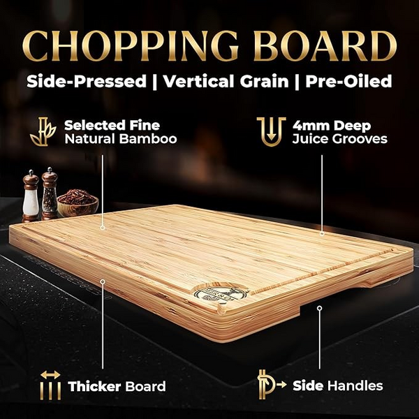 XXXL Premium Bamboo Chopping Board (60 x 40 x 3.2cm)