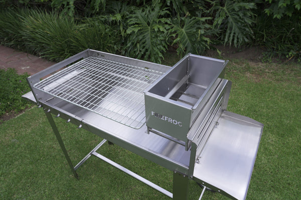 Stainless Steel Charcoal and Wood Fire BBQ – Mobile Braai with Ember Maker