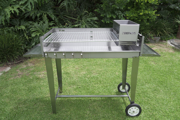 Stainless Steel Charcoal and Wood Fire BBQ – Mobile Braai with Ember Maker