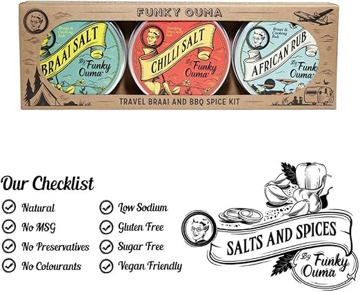 Funky Ouma Travel Tin set of 3 Seasoning Salts