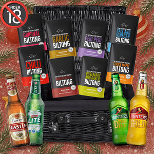 Premium Biltong And Beer Hamper - 8 Flavours + 2 SA Beers
