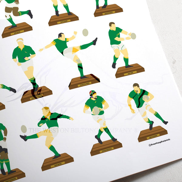 South Africa Rugby A3 Legends Print