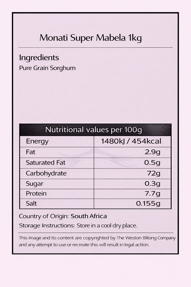 Monati Super Mabela 1kg - Premium Gluten-Free Sorghum Porridge | South ...