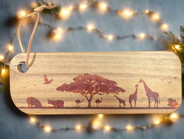 Premium South African Acacia Wood Serving Board - Handcrafted Cheese & Charcuterie Platter