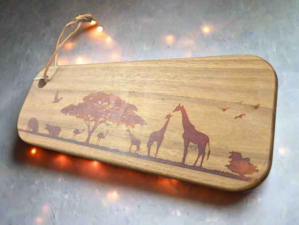 Premium South African Acacia Wood Serving Board - Handcrafted Cheese & Charcuterie Platter