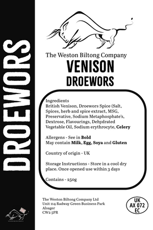 Venison Droewors (Beersticks)