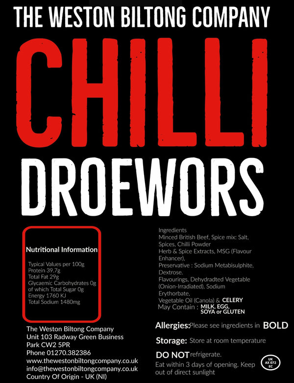 Chilli Droewors (Beersticks)